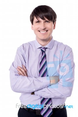 Cheerful Businessman Looking At The Camera Stock Photo