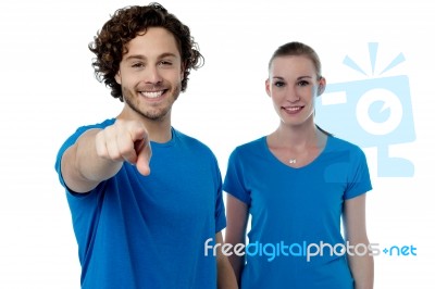 Cheerful Couple Posing Together Stock Photo