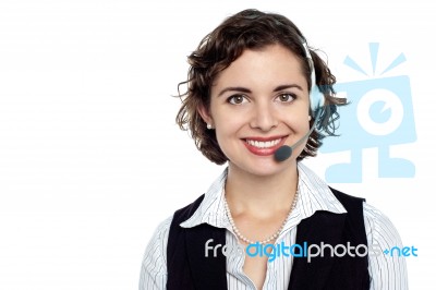 Cheerful Customer Care Executive Stock Photo