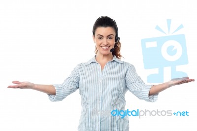 Cheerful Customer Support Service Operator Stock Photo