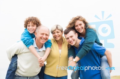 Cheerful Family At The Vacation Stock Photo