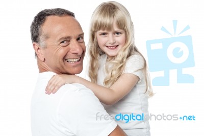 Cheerful Father With Cute Little Daughter Stock Photo