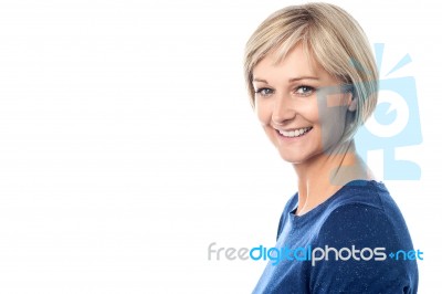 Cheerful Isolated Middle Aged Lady Stock Photo