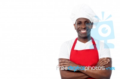 Cheerful Male Chef Isolated On White Stock Photo