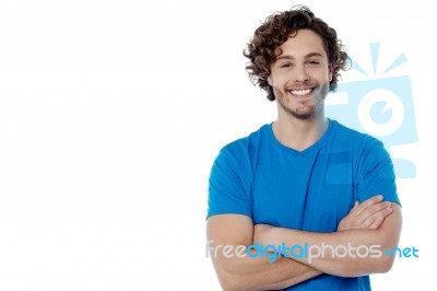 Cheerful Man Posing In Confident Stock Photo