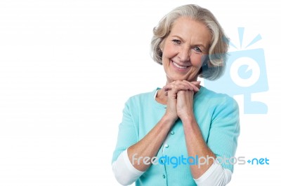 Cheerful Portrait Of Smiling Senior Woman Stock Photo