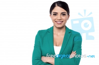 Cheerful Pretty Businesswoman Stock Photo