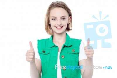 Cheerful Teenager Giving Good Wishes Stock Photo