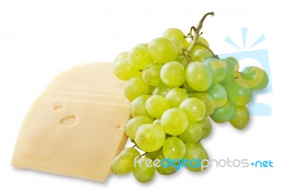 Cheese And Grapes Stock Photo