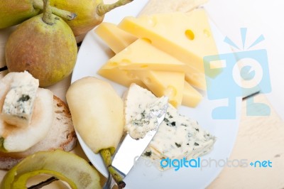 Cheese And Pears Stock Photo