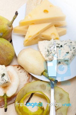 Cheese And Pears Stock Photo