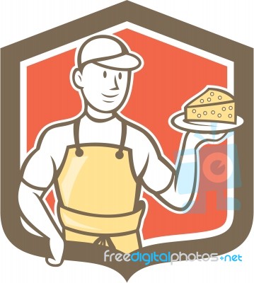 Cheesemaker Holding Parmesan Cheese Cartoon Stock Image