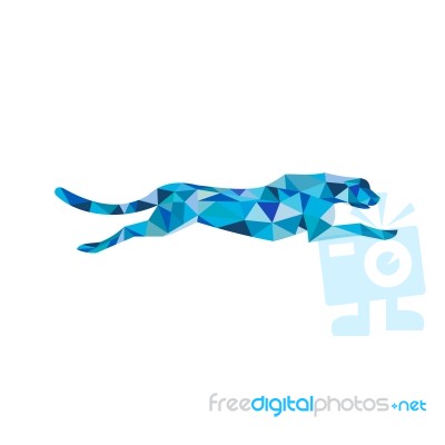 Cheetah Running Side Low Polygon Stock Image