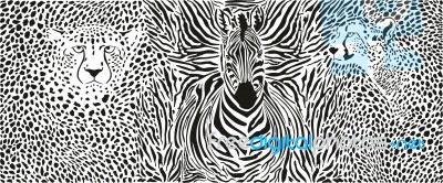 Cheetahs And Zebra And Pattern Background Stock Image