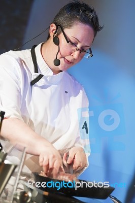 Chef At Cooking Demonstration Stock Photo