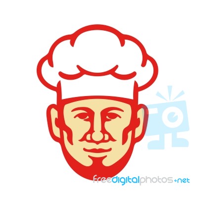 Chef Cook Beard Toque Hat Retro Stock Image