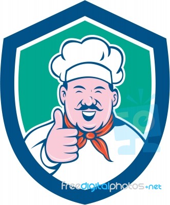 Chef Cook Happy Thumbs Up Shield Cartoon Stock Image