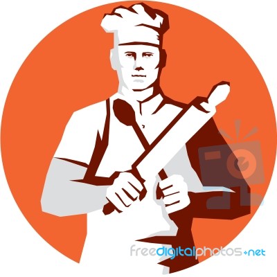 Chef Cook Rolling Pin Spatula Stencil Stock Image