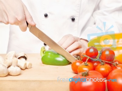 Chef Preparing Salad Stock Photo