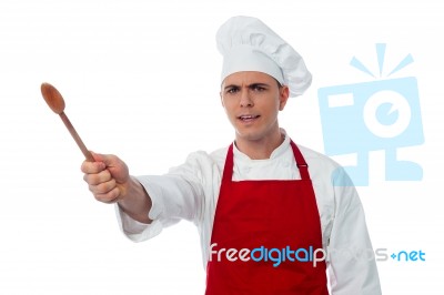 Chef Showing Kitchen Essential Stock Photo