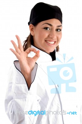 Chef Showing Ok Sign Stock Photo