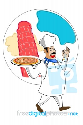 Chef With Pizza Stock Image