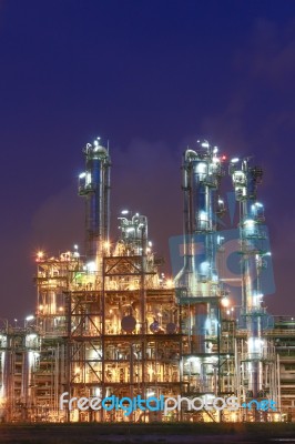 Chemical Factory At Evening Stock Photo