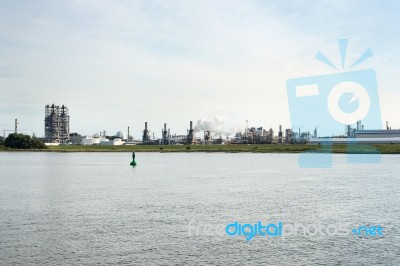 Chemical Industries Near River Stock Photo