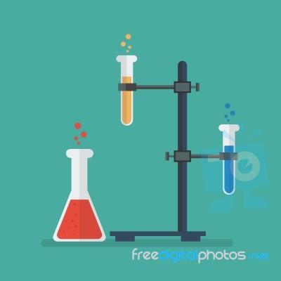 Chemistry Lab Flask And Tubes Grip Stand Holder Stock Image