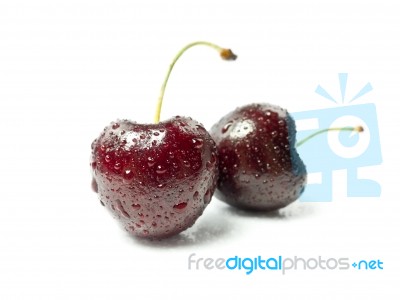 Cherries With Condensation Stock Photo