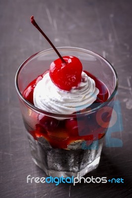 Cherry Cheesecake Stock Photo