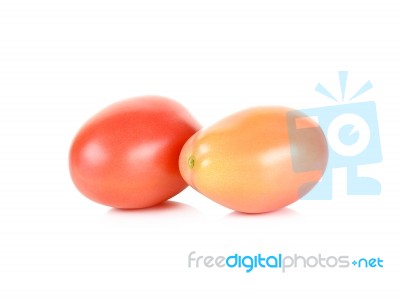 Cherry Tomato Isolated On The White Stock Photo