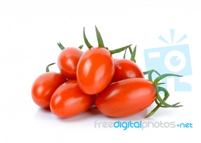 Cherry Tomato Isolated On The White Background Stock Photo