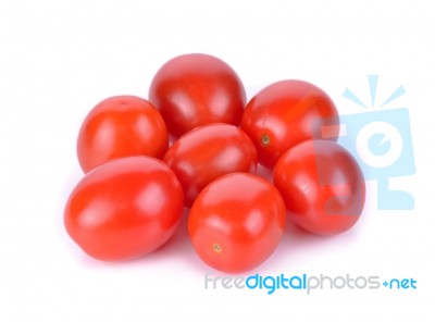 Cherry Tomatoes Isolated On A White Background Stock Photo