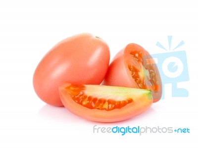 Cherry Tomatoes Isolated On The White Background Stock Photo