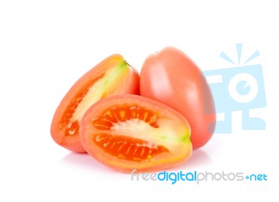 Cherry Tomatoes Isolated On The White Background Stock Photo