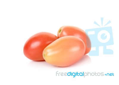 Cherry Tomatoes Isolated On The White Background Stock Photo