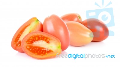 Cherry Tomatoes Isolated On The White Background Stock Photo