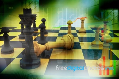 Chess Board With Figures Stock Image