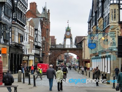 Chester, Cheshire/uk - October 10 : Chester City Centre In Chesh… Stock Photo