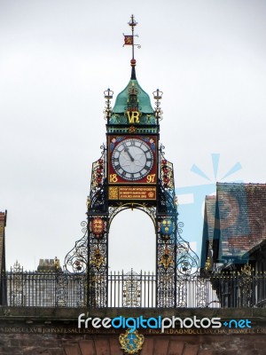 Chester City Centre Clock In Cheshire Stock Photo