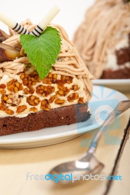 Chestnut Cream Cake Dessert Stock Photo