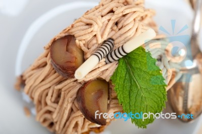 Chestnut Cream Cake Dessert Stock Photo