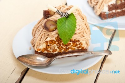 Chestnut Cream Cake Dessert Stock Photo