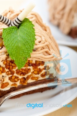 Chestnut Cream Cake Dessert Stock Photo