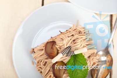 Chestnut Cream Cake Dessert Stock Photo