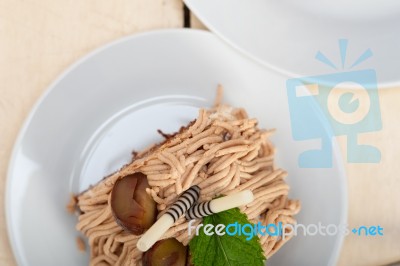 Chestnut Cream Cake Dessert Stock Photo