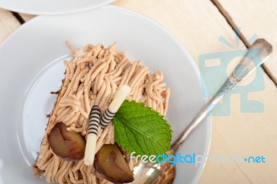 Chestnut Cream Cake Dessert Stock Photo