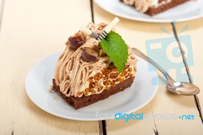 Chestnut Cream Cake Dessert Stock Photo