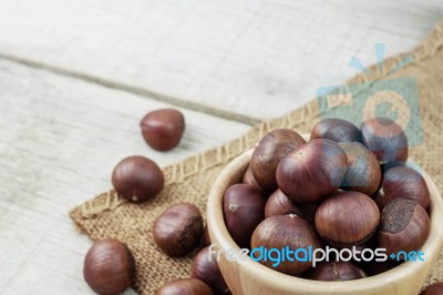 Chestnut On A Sack Stock Photo